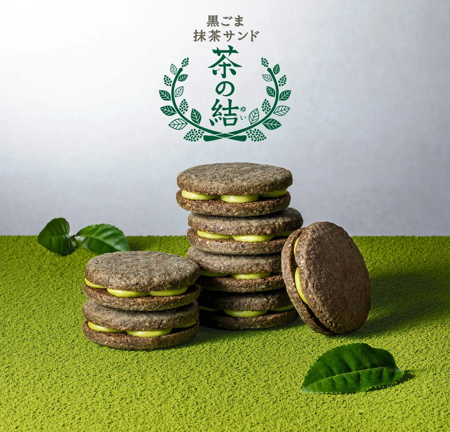 Kamakura Chanofuku Black Sesame Green Tea Sandwich Cookie